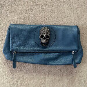Thomas Wylde Teal leather clutch bag